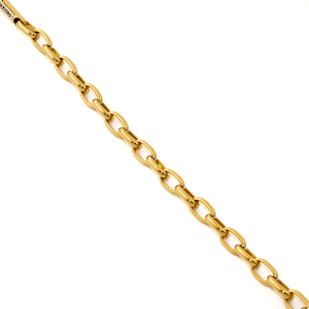 18k Gold x 5mm Oval Paper Clip Maxioro Chain Bracelet - Kingdom Jewelry