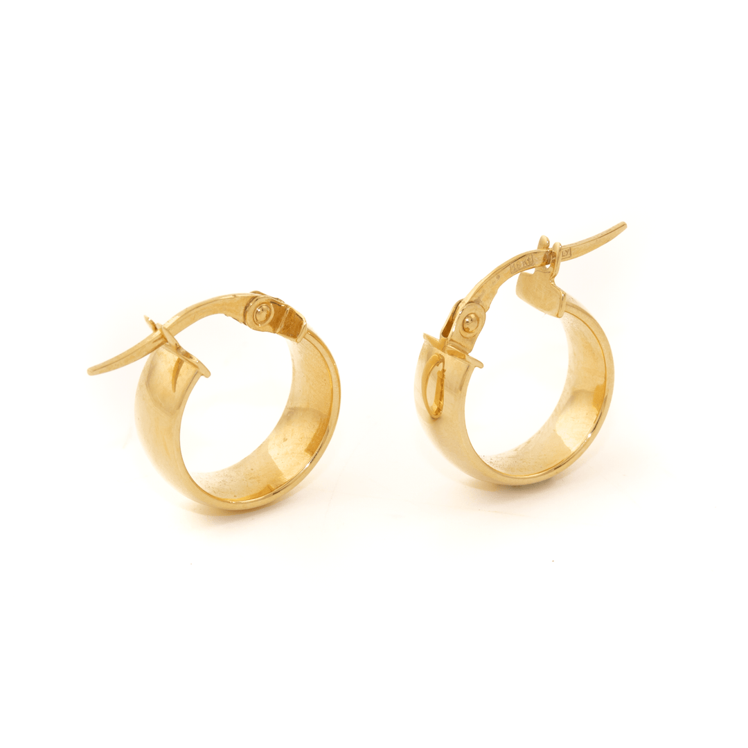 18k Gold x 5mm Wide - Flat Hoop Earrings - Kingdom Jewelry