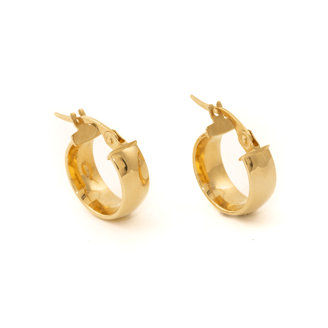18k Gold x 5mm Wide - Flat Hoop Earrings - Kingdom Jewelry