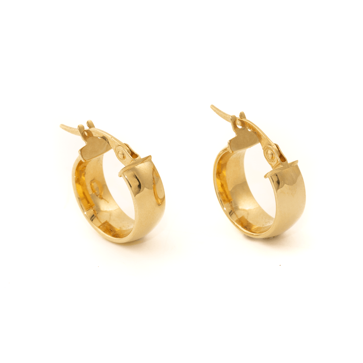 18k Gold x 5mm Wide - Flat Hoop Earrings - Kingdom Jewelry