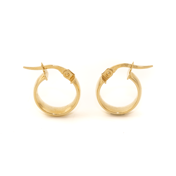 18k Gold x 5mm Wide - Flat Hoop Earrings - Kingdom Jewelry