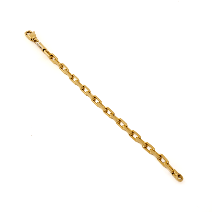 18k Gold x 6mm Beveled Paper Clip Maxioro Chain Bracelet - Kingdom Jewelry