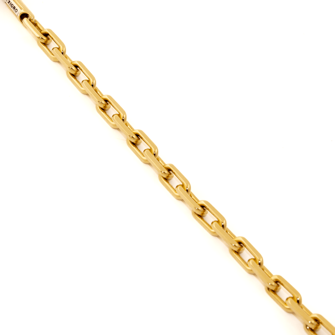 18k Gold x 6mm Beveled Paper Clip Maxioro Chain Bracelet - Kingdom Jewelry
