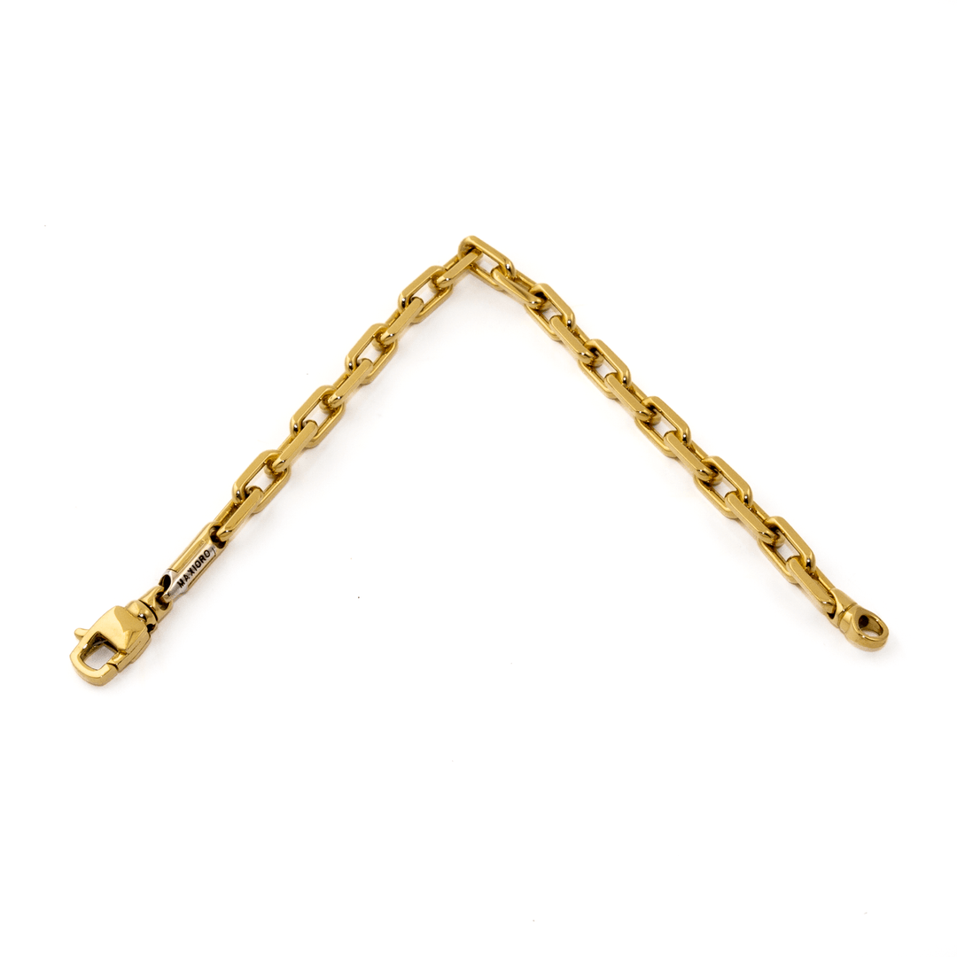 18k Gold x 6mm Beveled Paper Clip Maxioro Chain Bracelet - Kingdom Jewelry