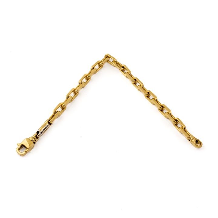 18k Gold x 6mm Beveled Paper Clip Maxioro Chain Bracelet - Kingdom Jewelry