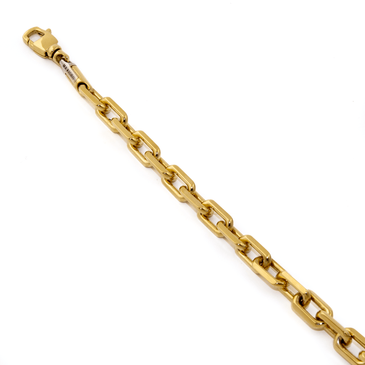 18k Gold x 6mm Beveled Paper Clip Maxioro Chain Bracelet - Kingdom Jewelry