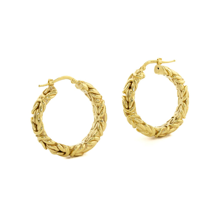 18k Gold x 7mm Byzantine Rope Hoops - Kingdom Jewelry