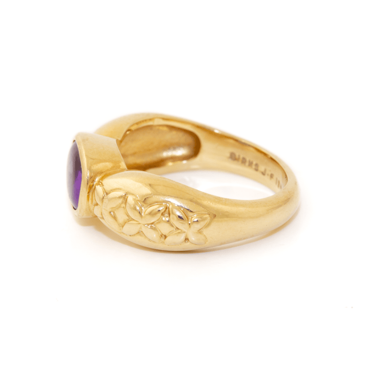 18k Gold x Butterfly Motif Sugarloaf Amethyst Cocktail Ring - Kingdom Jewelry
