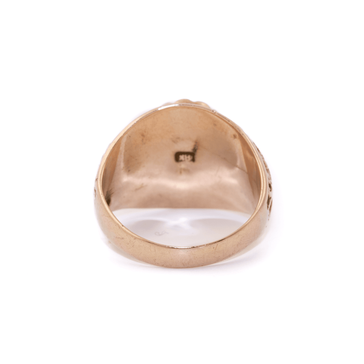 18k Gold x Classic 1970's Synthetic Amethyst Bishop Signet - Kingdom Jewelry