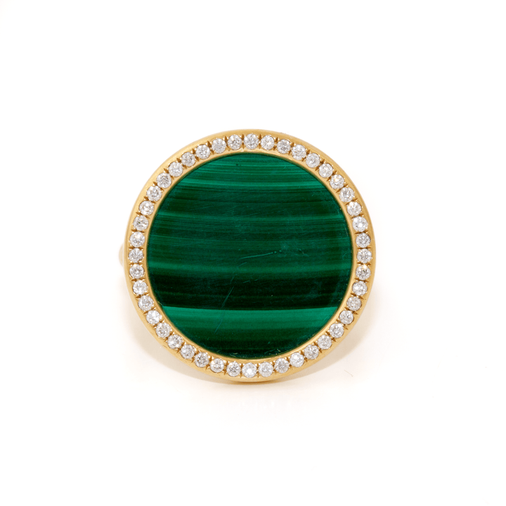 18k Gold x David Yurman "Elements®" Malachite & Pavé Diamond Halo Ring - Kingdom Jewelry