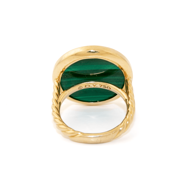 18k Gold x David Yurman "Elements®" Malachite & Pavé Diamond Halo Ring - Kingdom Jewelry