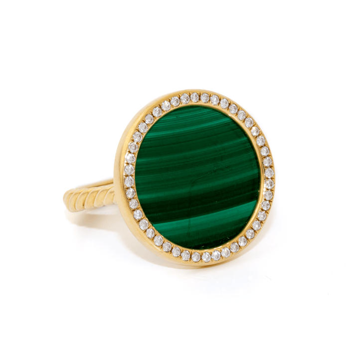 18k Gold x David Yurman "Elements®" Malachite & Pavé Diamond Halo Ring - Kingdom Jewelry