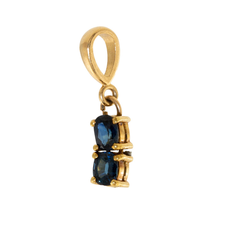 18k Gold x Double Cushion - Cut Midnight Blue Sapphire Pendant - Kingdom Jewelry
