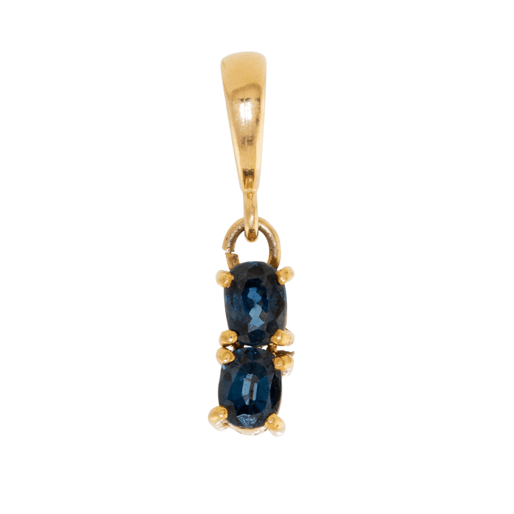 18k Gold x Double Cushion - Cut Midnight Blue Sapphire Pendant - Kingdom Jewelry