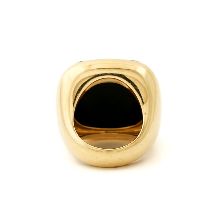 18k Gold x Faceted Jet "Pomellato" Victorian - Style Cocktail Ring - Kingdom Jewelry
