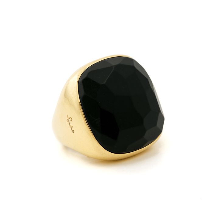 18k Gold x Faceted Jet "Pomellato" Victorian - Style Cocktail Ring - Kingdom Jewelry