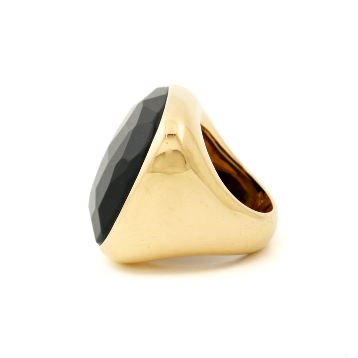 18k Gold x Faceted Jet "Pomellato" Victorian - Style Cocktail Ring - Kingdom Jewelry