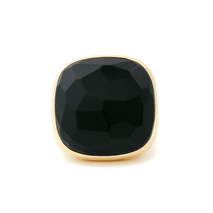 18k Gold x Faceted Jet "Pomellato" Victorian - Style Cocktail Ring - Kingdom Jewelry