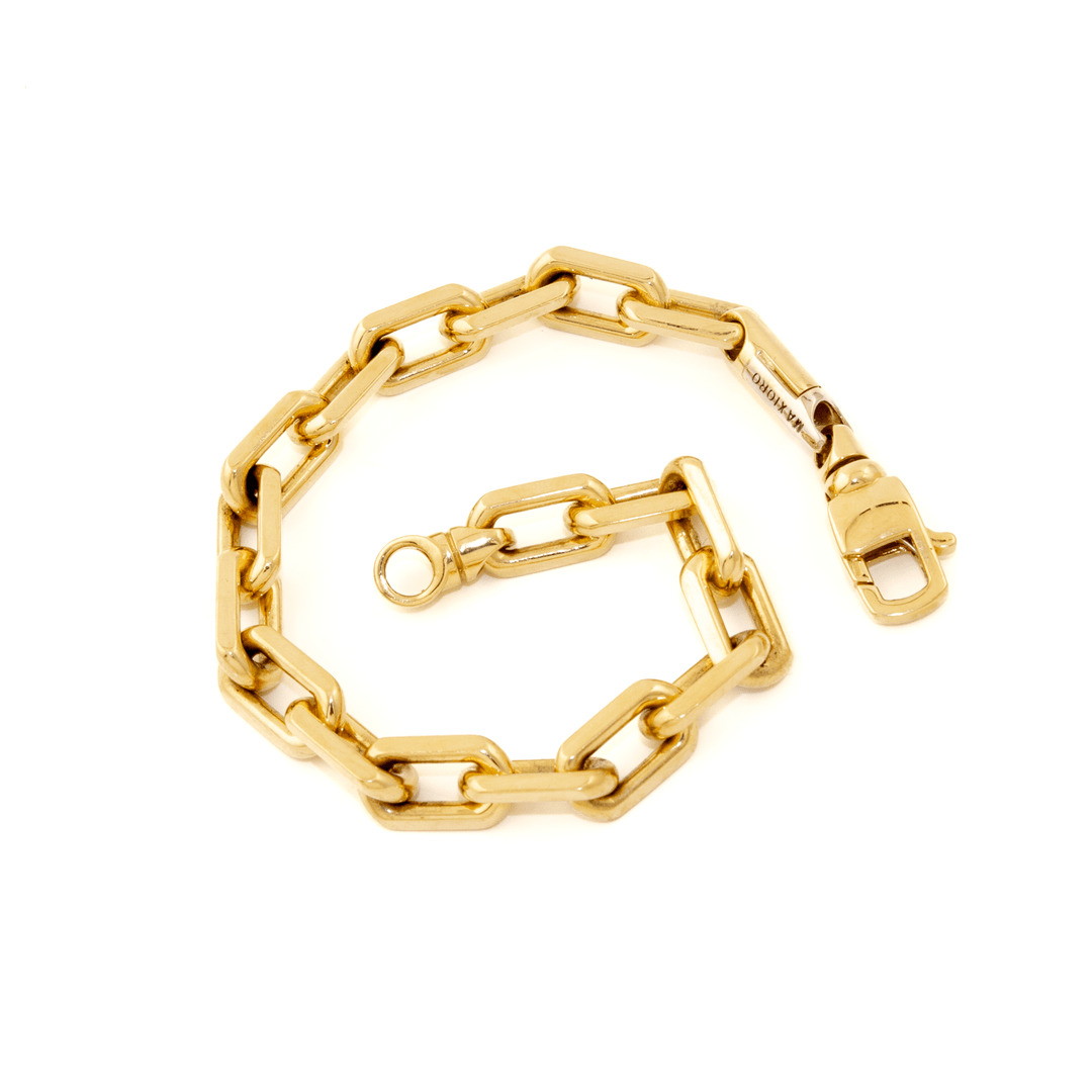 18k Gold x Handmade 8mm Solid Italian Hermes Link Bracelet - Kingdom Jewelry