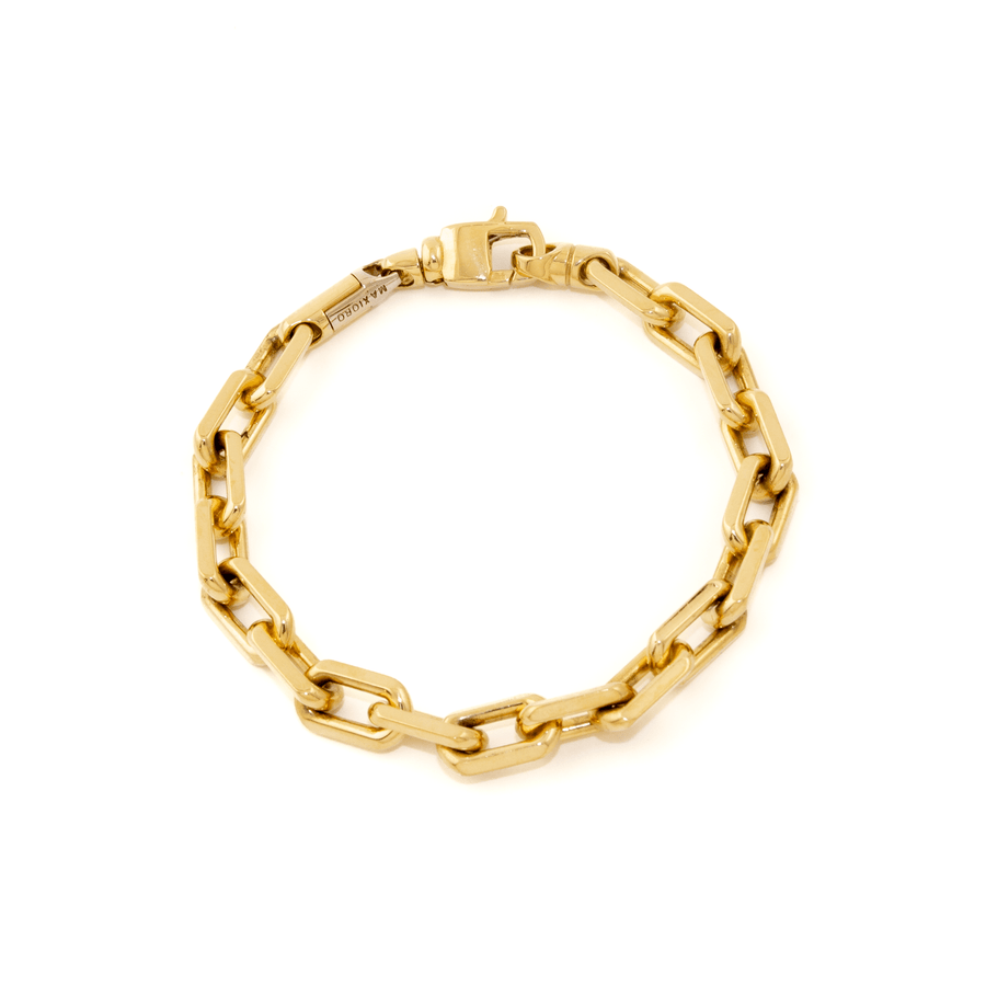 18k Gold x Handmade 8mm Solid Italian Hermes Link Bracelet - Kingdom Jewelry