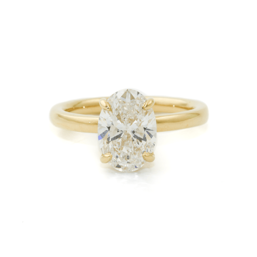 18k Gold x Hidden Halo Solitaire & LGD Oval 1.75ct VVS2 E & RBC 16x =0.11ctw VVS+ EF Pavé Engagement Band - Kingdom Jewelry
