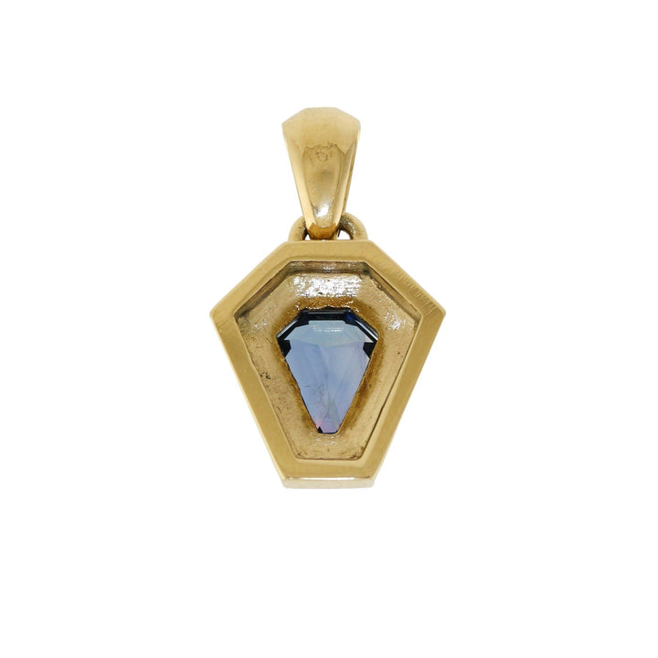 18K Gold x Indigo Sapphire Art - Deco Arrow Sunburst Pendant - Kingdom Jewelry