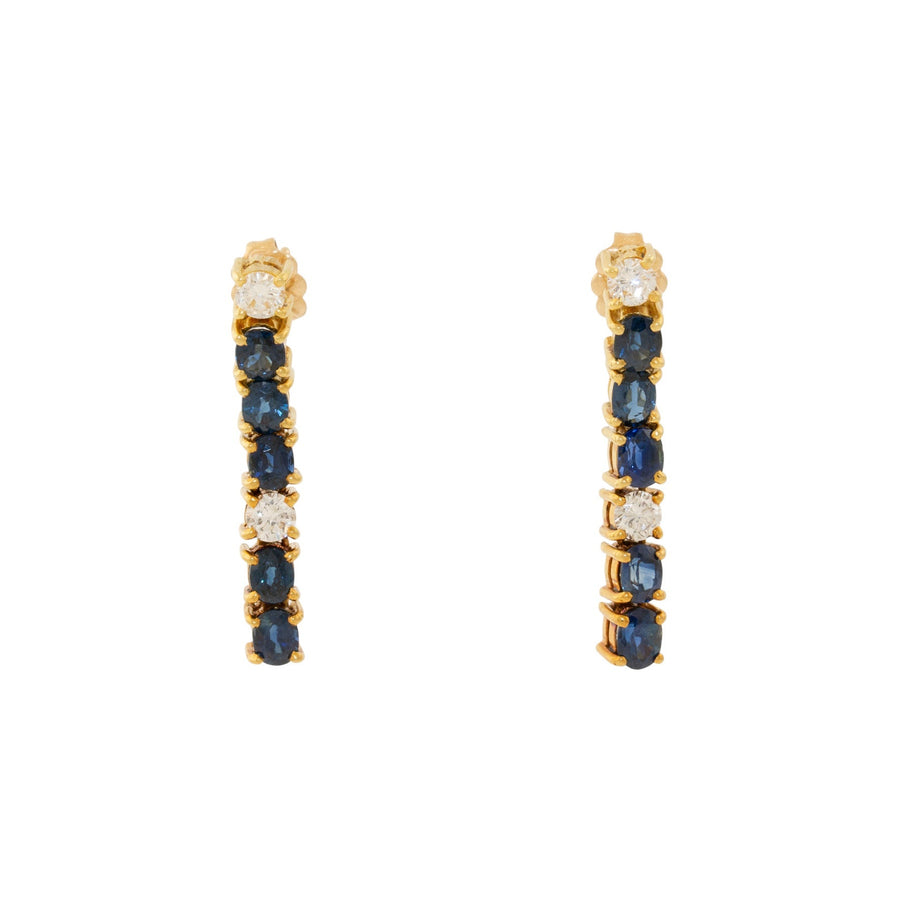 18k Gold x Midnight Blue Sapphire & Diamond Drop Earrings - Kingdom Jewelry