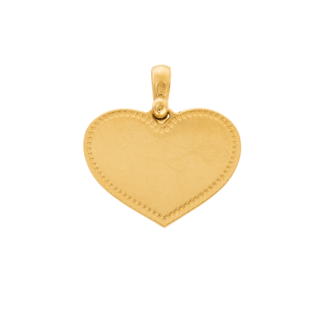 18k Gold x Milgrain Heart - Shape Pendant - Kingdom Jewelry