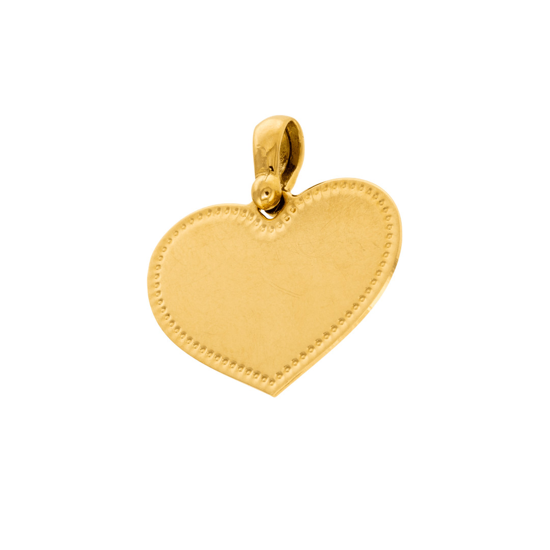 18k Gold x Milgrain Heart - Shape Pendant - Kingdom Jewelry