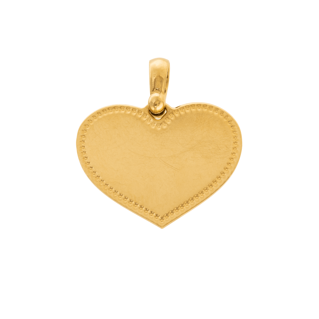 18k Gold x Milgrain Heart - Shape Pendant - Kingdom Jewelry