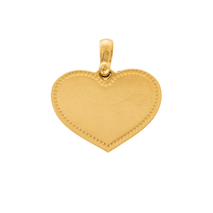 18k Gold x Milgrain Heart - Shape Pendant - Kingdom Jewelry