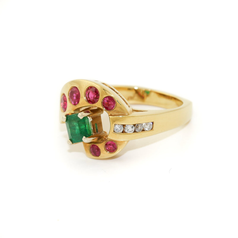 
                  
                    18k Gold x Modernist 1960's Ruby & Emerald Cocktail Ring - Kingdom Jewelry
                  
                