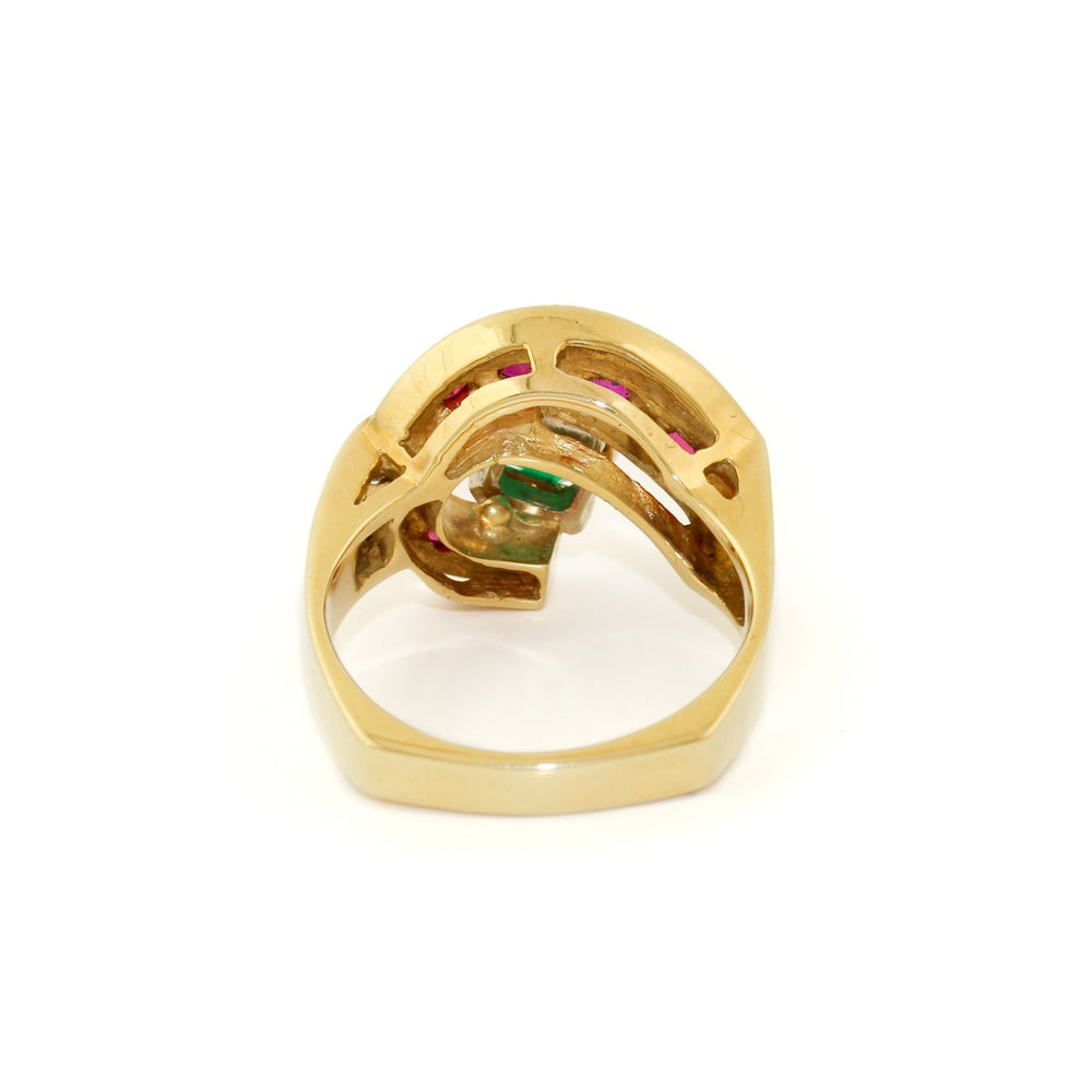 
                  
                    18k Gold x Modernist 1960's Ruby & Emerald Cocktail Ring - Kingdom Jewelry
                  
                