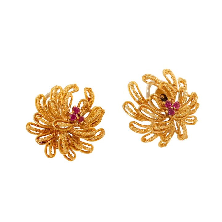 18k Gold x Ruby Cocktail Clip - On Firework Earrings - Kingdom Jewelry