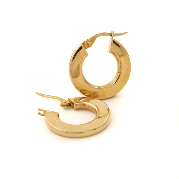 18k Gold x Semi - Hollow 3mm Square Tube Hoops - Kingdom Jewelry