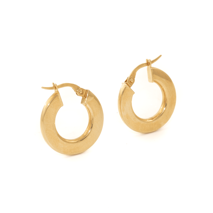 18k Gold x Semi - Hollow 3mm Square Tube Hoops - Kingdom Jewelry