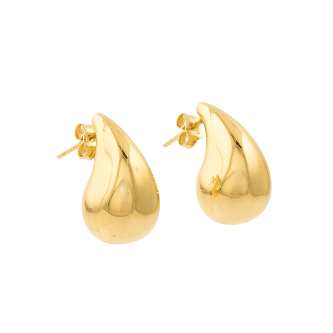 18k Gold x Semi - Hollow Water Drop Puff Earrings - Kingdom Jewelry