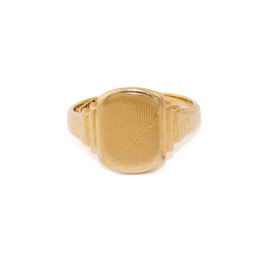 18k Gold x Textured Rectangular Signet Ring - Kingdom Jewelry