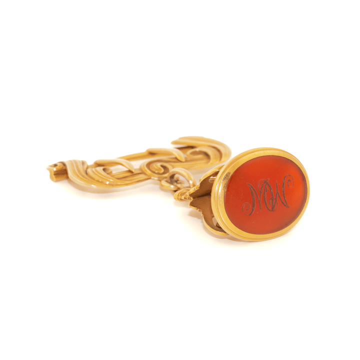 18k Gold x Victorian "Egyptian Revival" Gilded Carnelian Fob Seal - Kingdom Jewelry