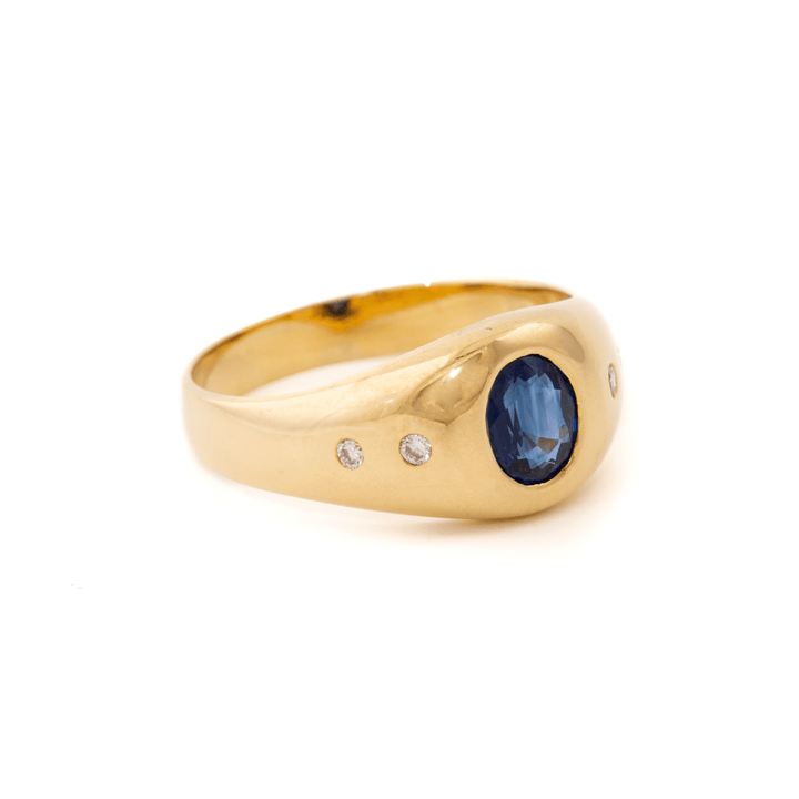 18k Gold x Victorian Sapphire & Diamond Gypsy Ring - Kingdom Jewelry
