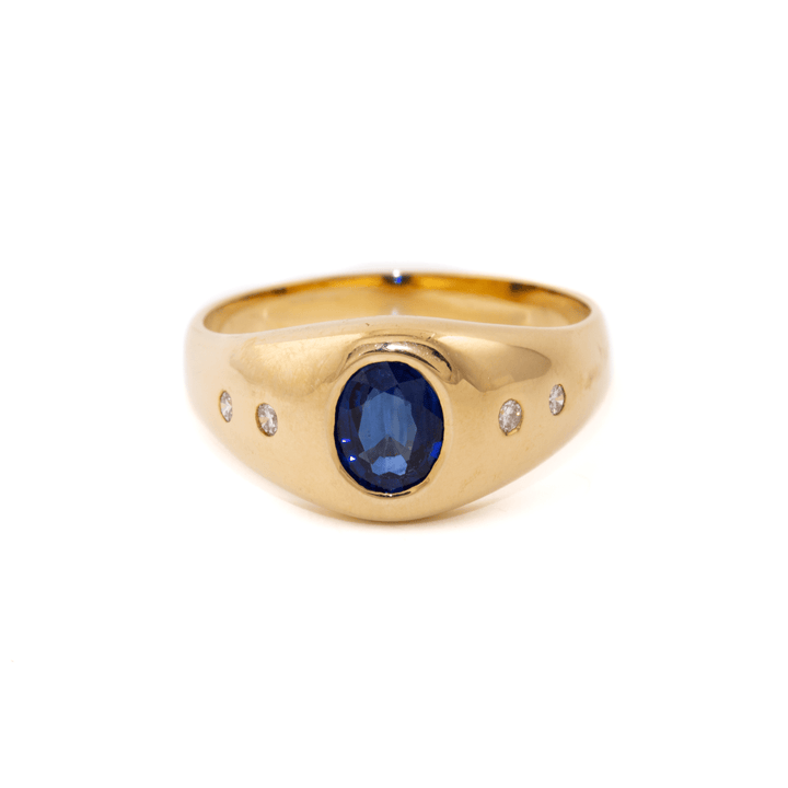 18k Gold x Victorian Sapphire & Diamond Gypsy Ring - Kingdom Jewelry