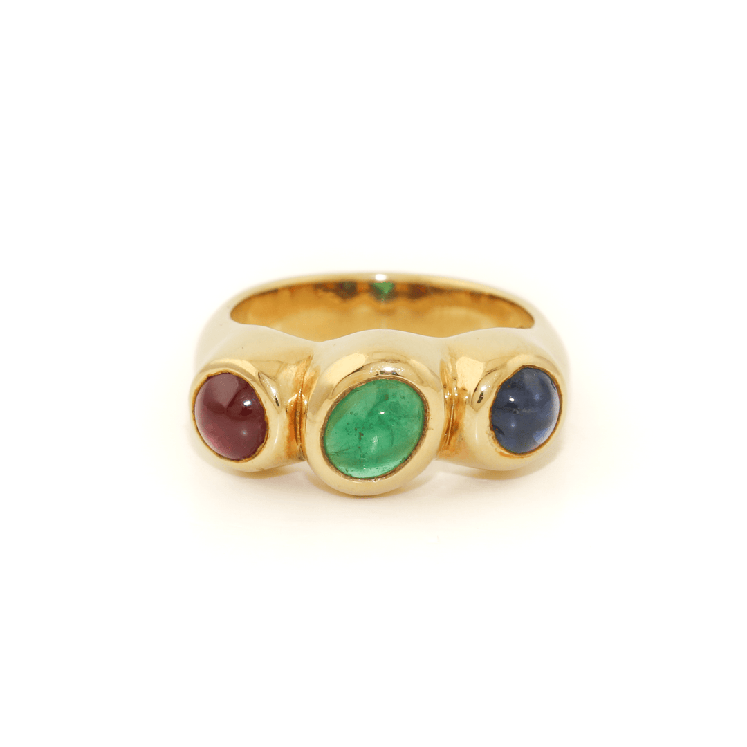 18k Gold x Vintage 8mm "R.G.B" Ruby / Emerald & Sapphire Trilogy - Kingdom Jewelry