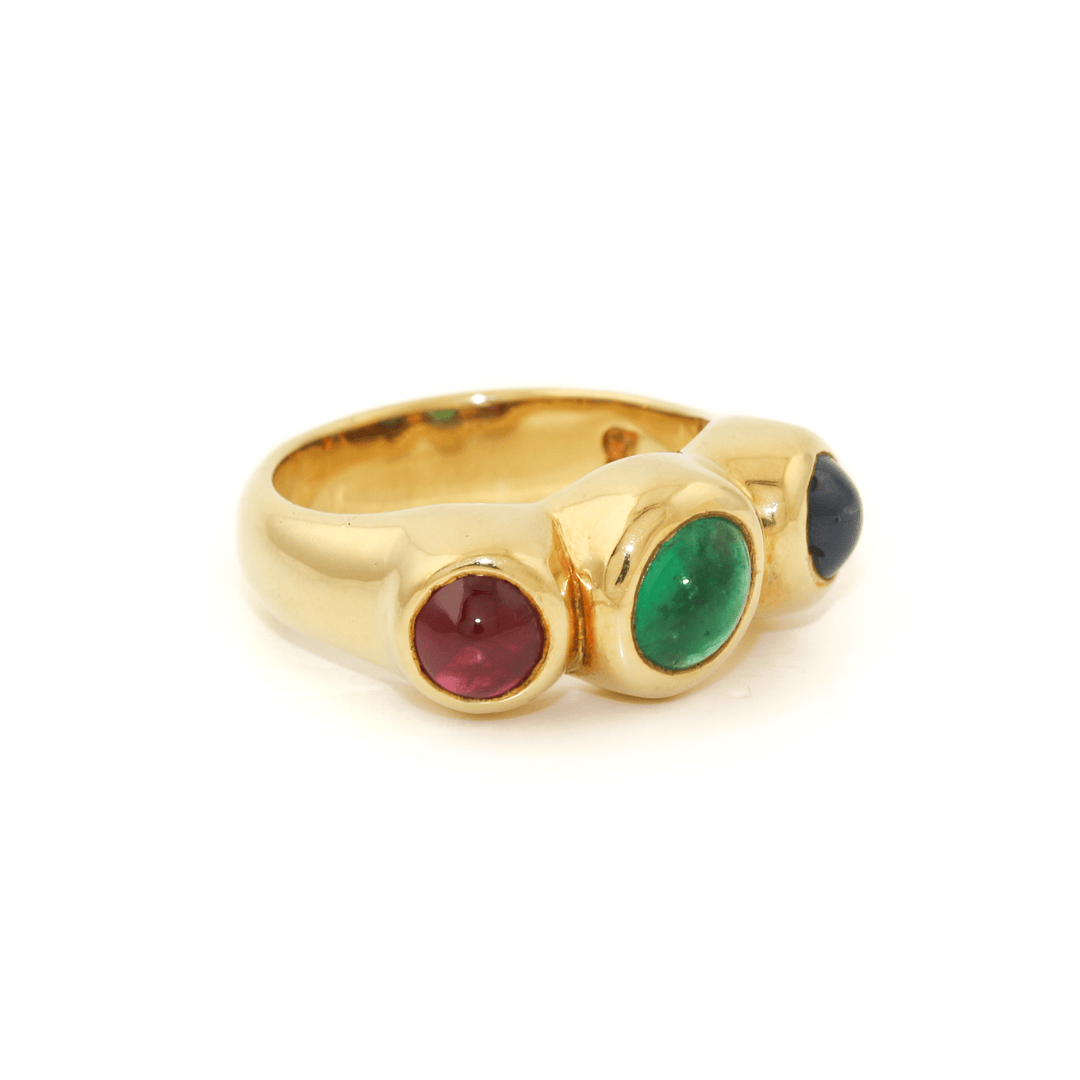 18k Gold x Vintage 8mm "R.G.B" Ruby / Emerald & Sapphire Trilogy - Kingdom Jewelry