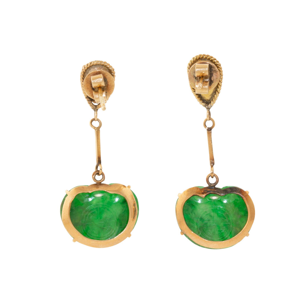 18k Gold x Vintage Jade Lotus Drop Earrings - Kingdom Jewelry