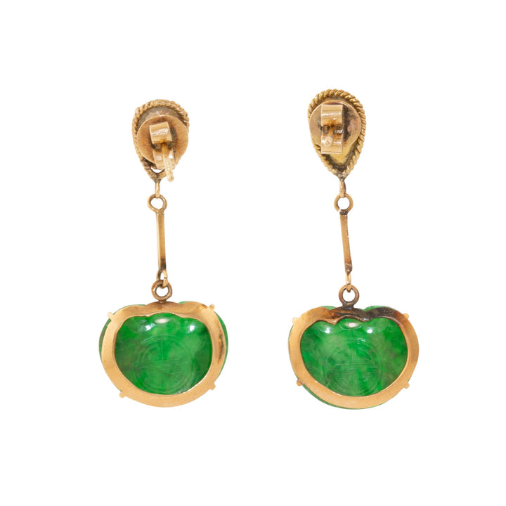 18k Gold x Vintage Jade Lotus Drop Earrings - Kingdom Jewelry