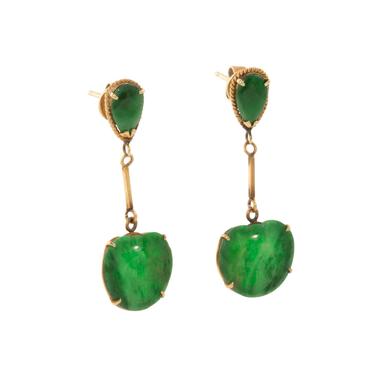 18k Gold x Vintage Jade Lotus Drop Earrings - Kingdom Jewelry