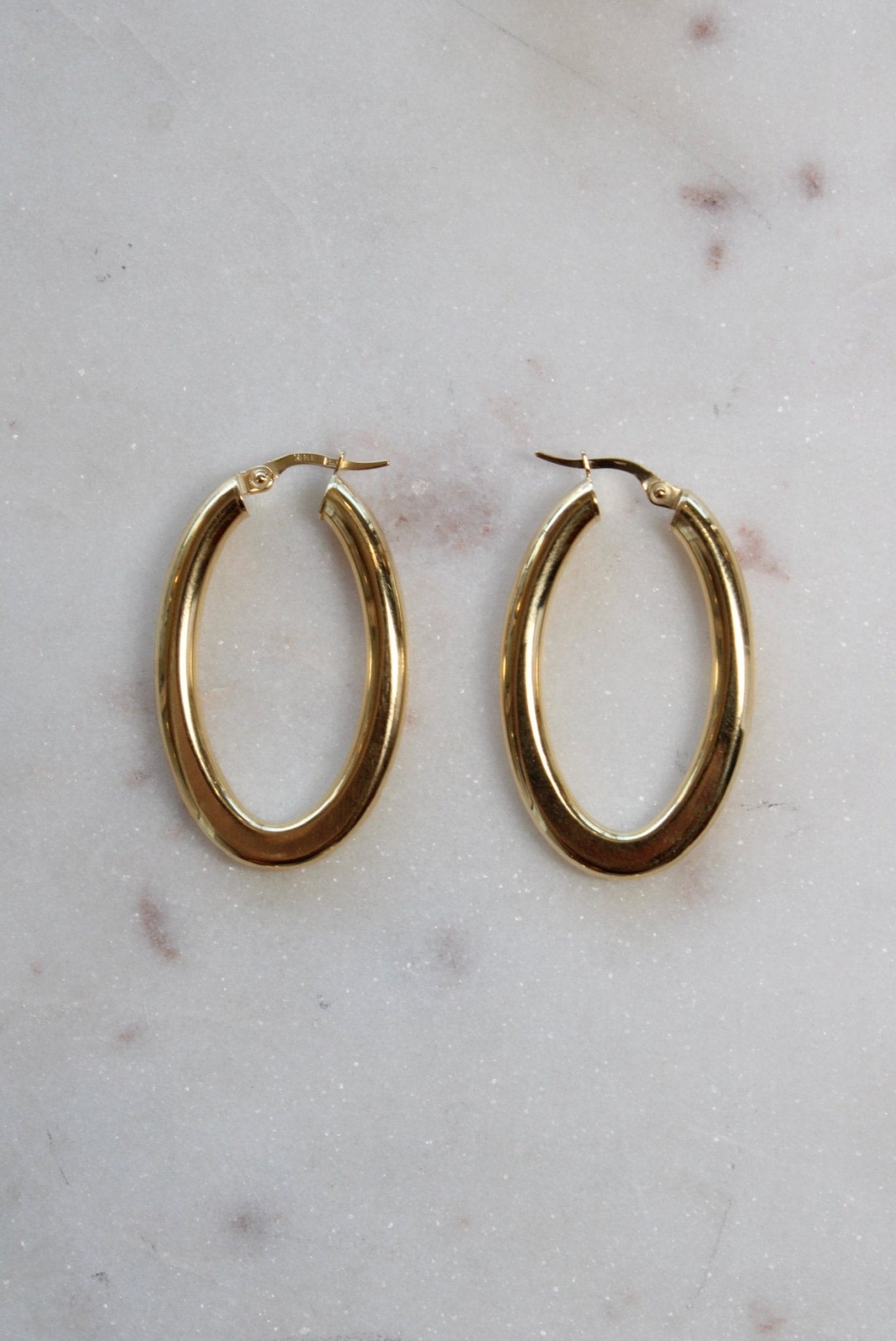 18k Long Oval Hoops - Kingdom Jewelry