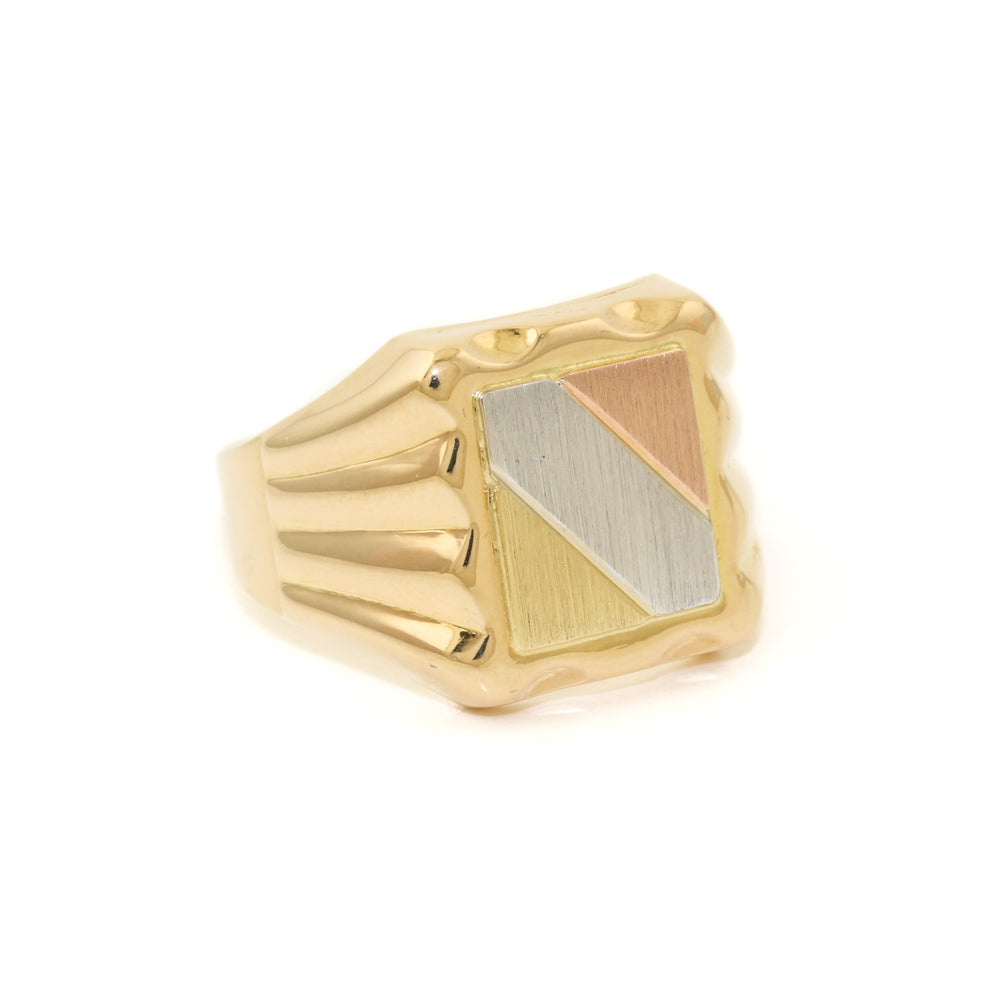 
                  
                    18k Tri - Tone x Diagonal Square Signet - Kingdom Jewelry
                  
                