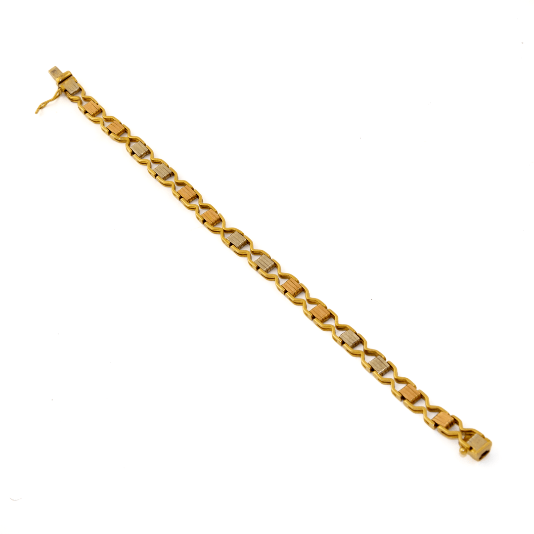 18k Tri - Tone x Vintage 5mm "Helix" Chain Link Bracelet - Kingdom Jewelry