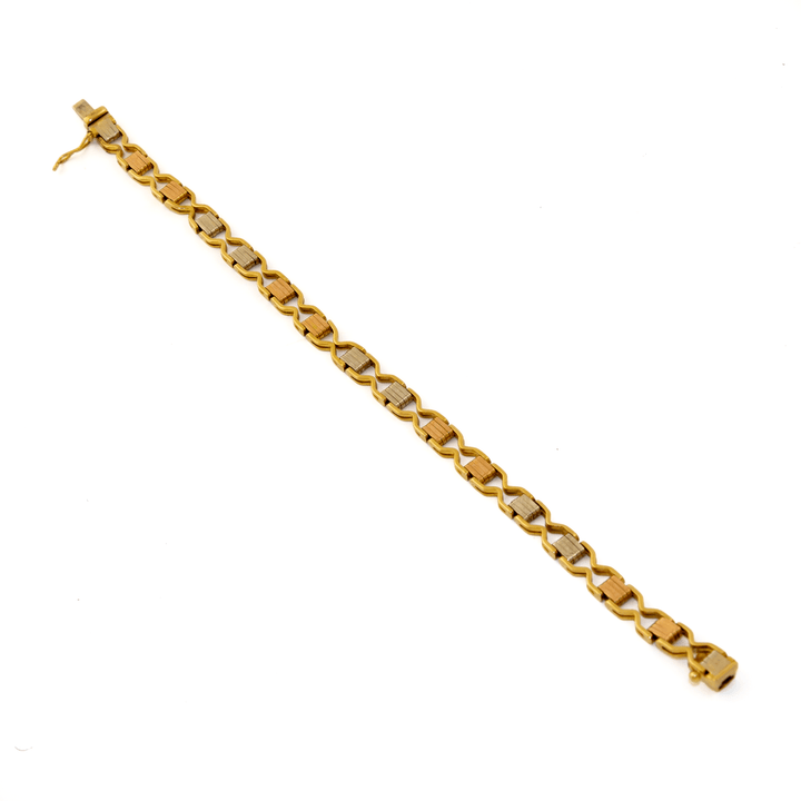 18k Tri - Tone x Vintage 5mm "Helix" Chain Link Bracelet - Kingdom Jewelry